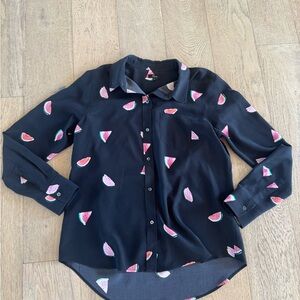 Rails Kate watermelon-print silk shirt Black Medium